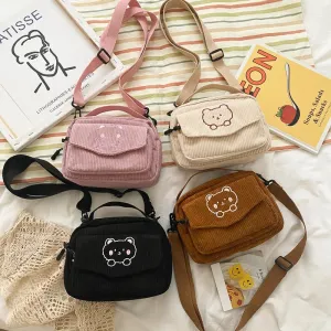 🎀 Cute Teddy Bear Corduroy Crossbody Bag 🐻✨ - Personalized Kawaii Shoulder Tote