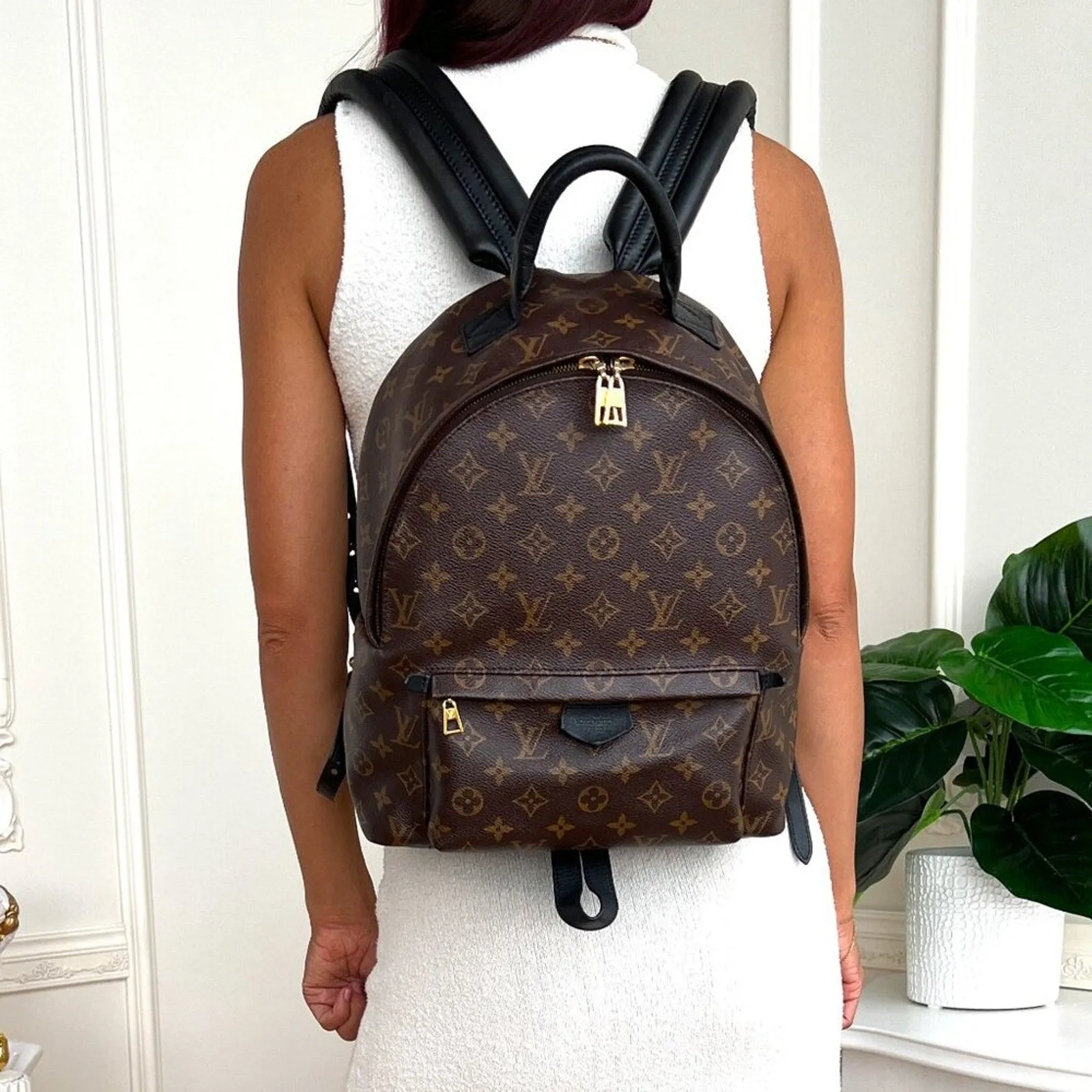 100% Authentic Louis Vuitton Backpack Palm Springs MM Monogram FL2158