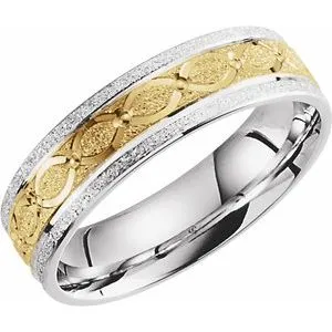 14K White/Yellow 6 mm Design Band Size 11