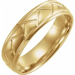 14K Yellow 6 mm Tread Pattern Band Size 11