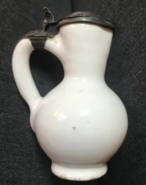 17th Century Dutch Delft Silver-Mounted Toy Jug