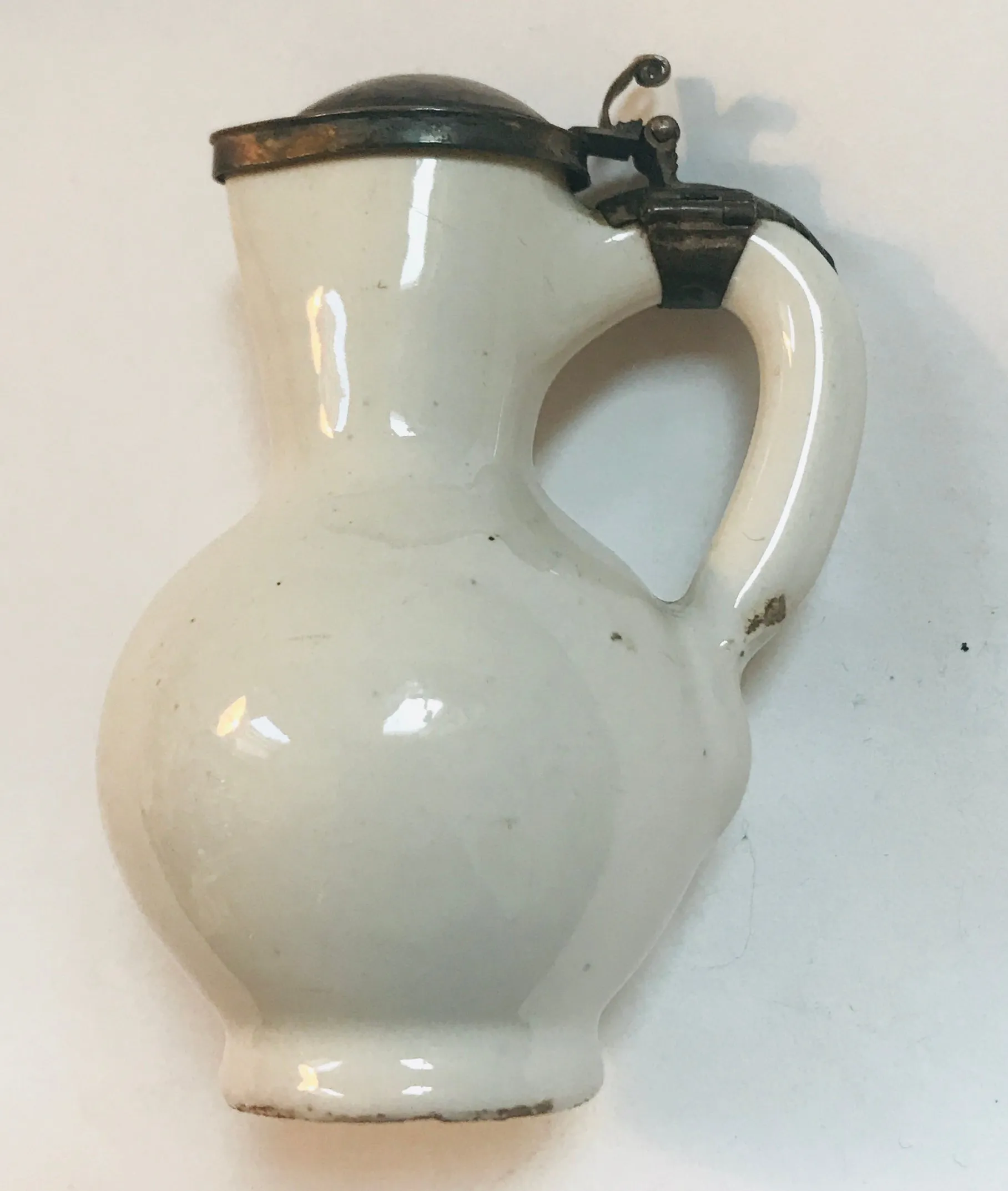 17th Century Dutch Delft Silver-Mounted Toy Jug