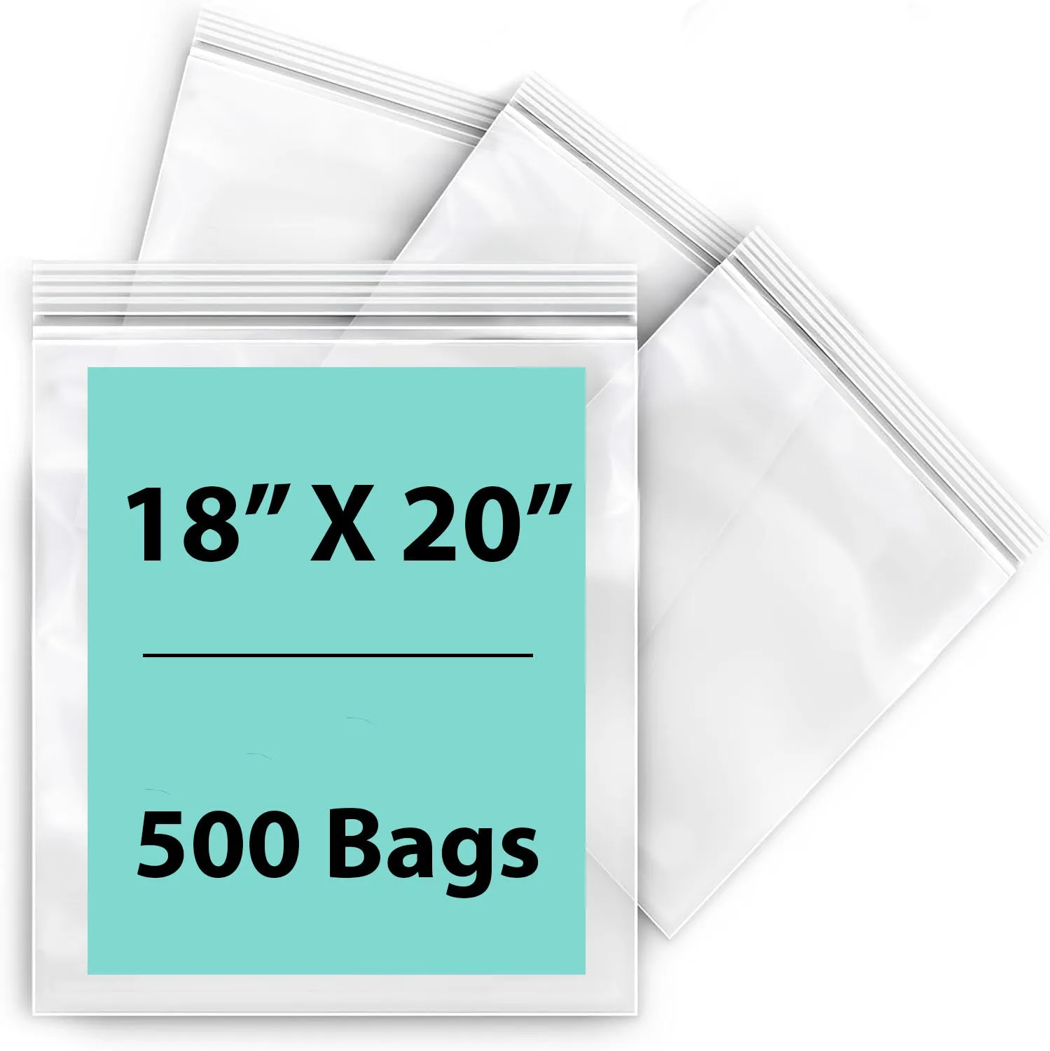 18X20 inches Reclosable Single Line Zipper Poly Bags 2 Mil (LDPE)