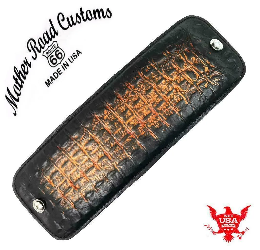 1999-2017 Harley Dyna Passenger P-Pad US Steel Pan Antique Brown Alligator