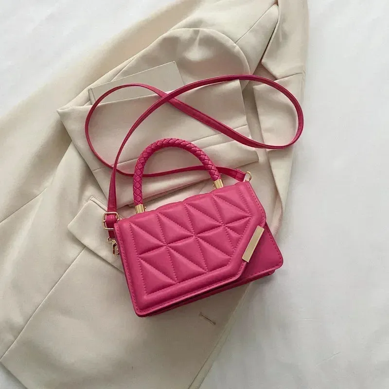 2024 New Fashion Shoulder Bag Plaid PU Leather Ladies Square Handbags Brand Designer Small Black Crossbody Bags for Women