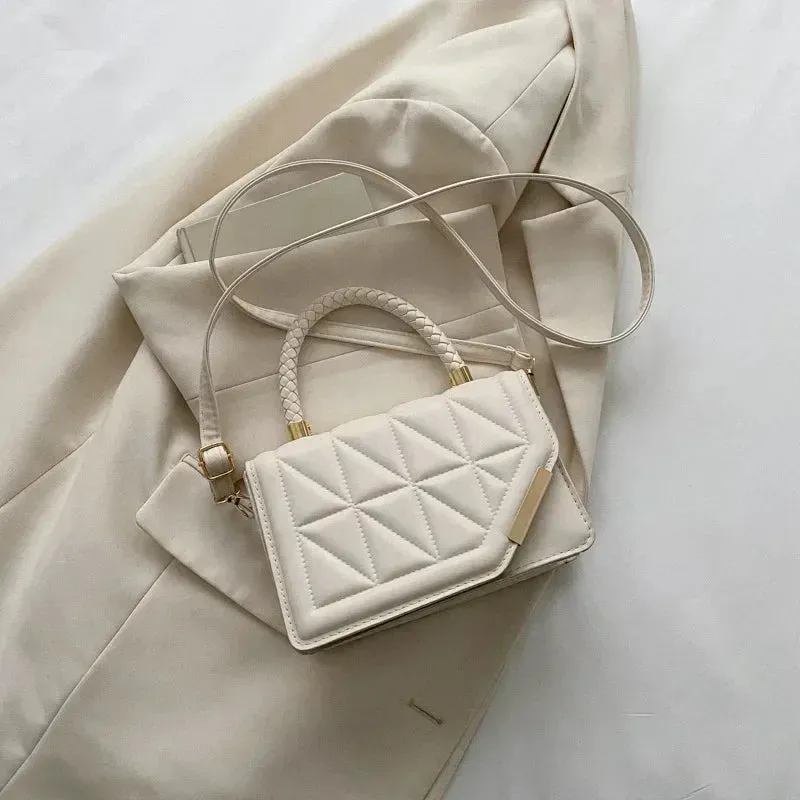 2024 New Fashion Shoulder Bag Plaid PU Leather Ladies Square Handbags Brand Designer Small Black Crossbody Bags for Women