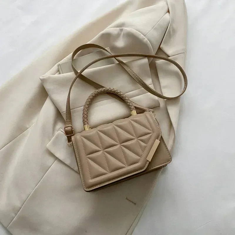 2024 New Fashion Shoulder Bag Plaid PU Leather Ladies Square Handbags Brand Designer Small Black Crossbody Bags for Women