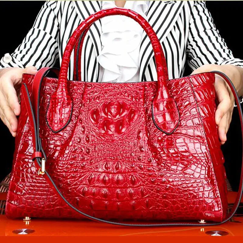 2024 New Trend Crocodile leather HandBags leather Messenger Bag Famous Brand Fashion Shoulder bag lionrihua handbags handbags