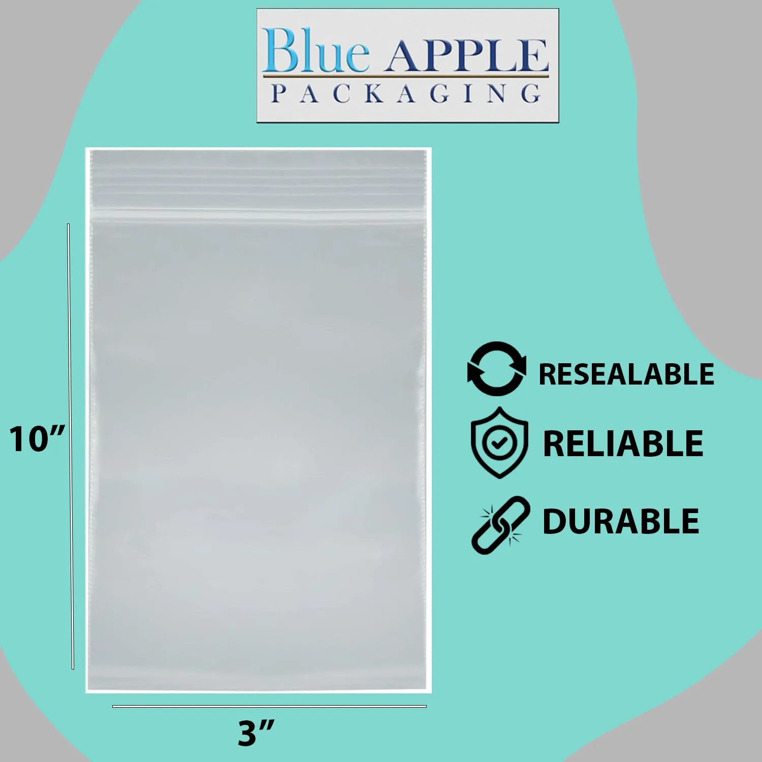 3X10 inches Reclosable Single Line Zipper Poly Bags 2 Mil (LDPE)