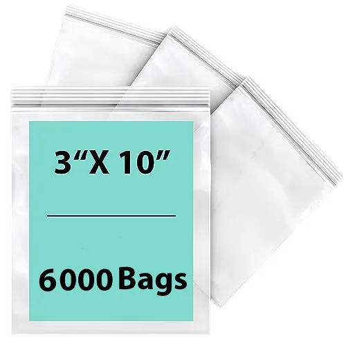 3X10 inches Reclosable Single Line Zipper Poly Bags 2 Mil (LDPE)