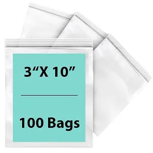 3X10 inches Reclosable Single Line Zipper Poly Bags 2 Mil (LDPE)