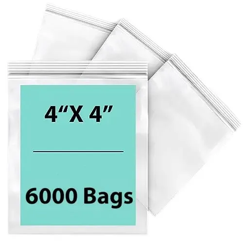 4X4 inches Reclosable Single Line Zipper Poly Bags 4 Mil (LDPE)