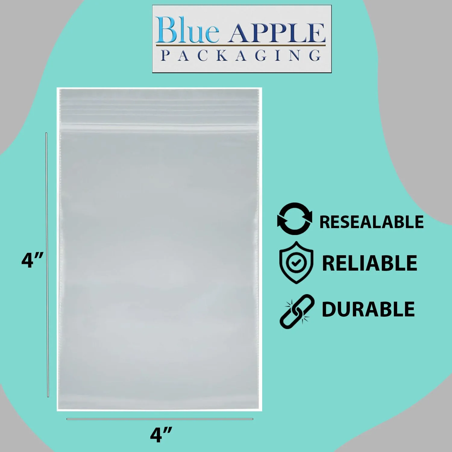 4X4 inches Reclosable Single Line Zipper Poly Bags 4 Mil (LDPE)
