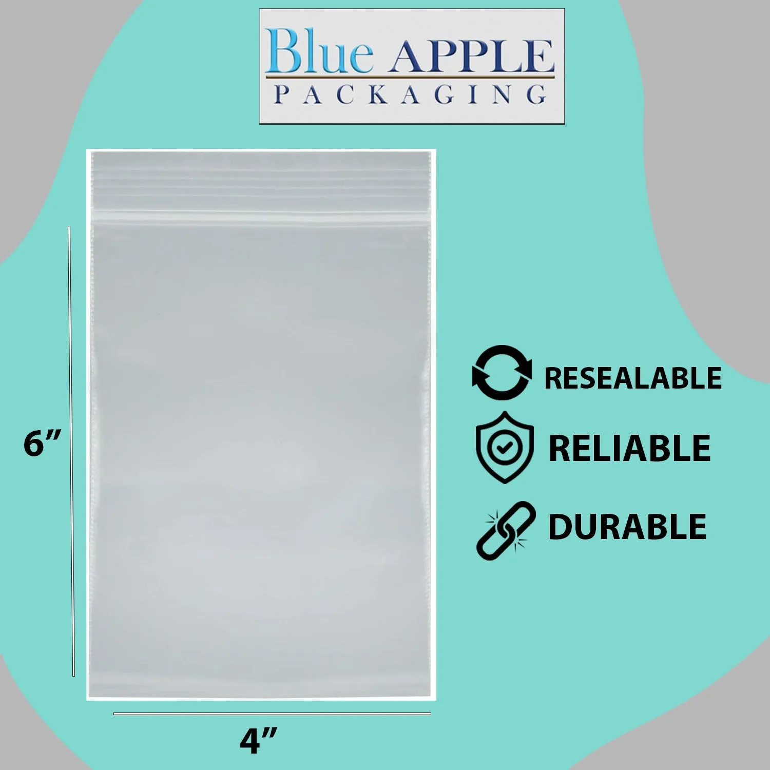 4X6 inches Reclosable Single Line Zipper Poly Bags 4 Mil (LDPE)