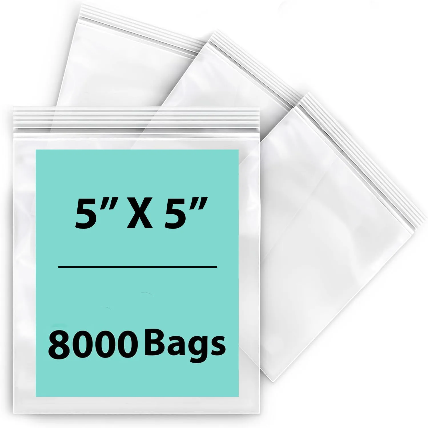 5X5 inches Reclosable Single Line Zipper Poly Bags 2 Mil (LDPE)