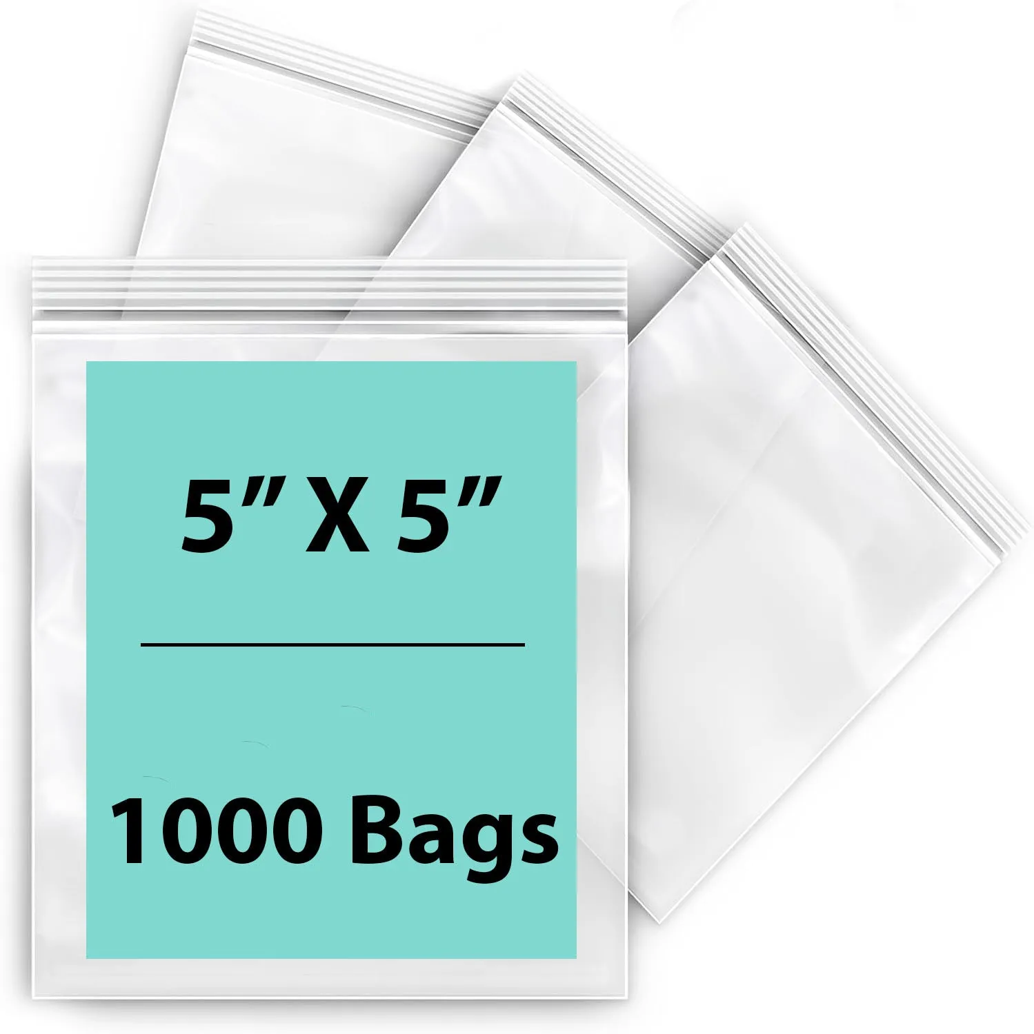 5X5 inches Reclosable Single Line Zipper Poly Bags 2 Mil (LDPE)