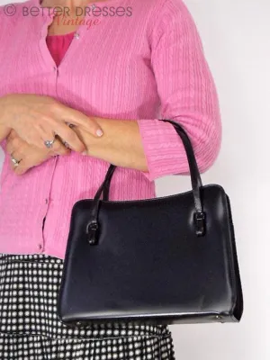 60s Black Vinyl Frame Purse