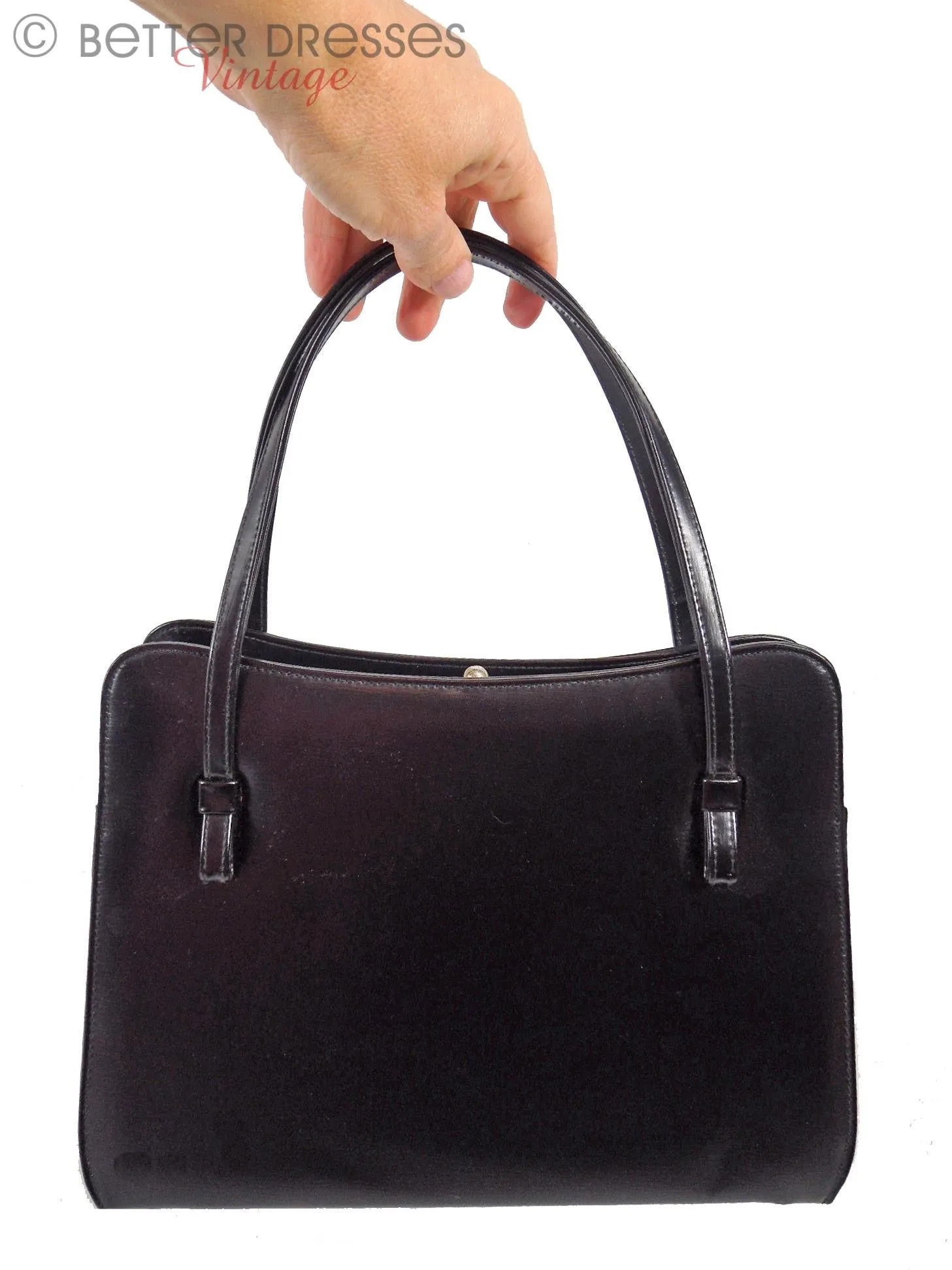 60s Black Vinyl Frame Purse