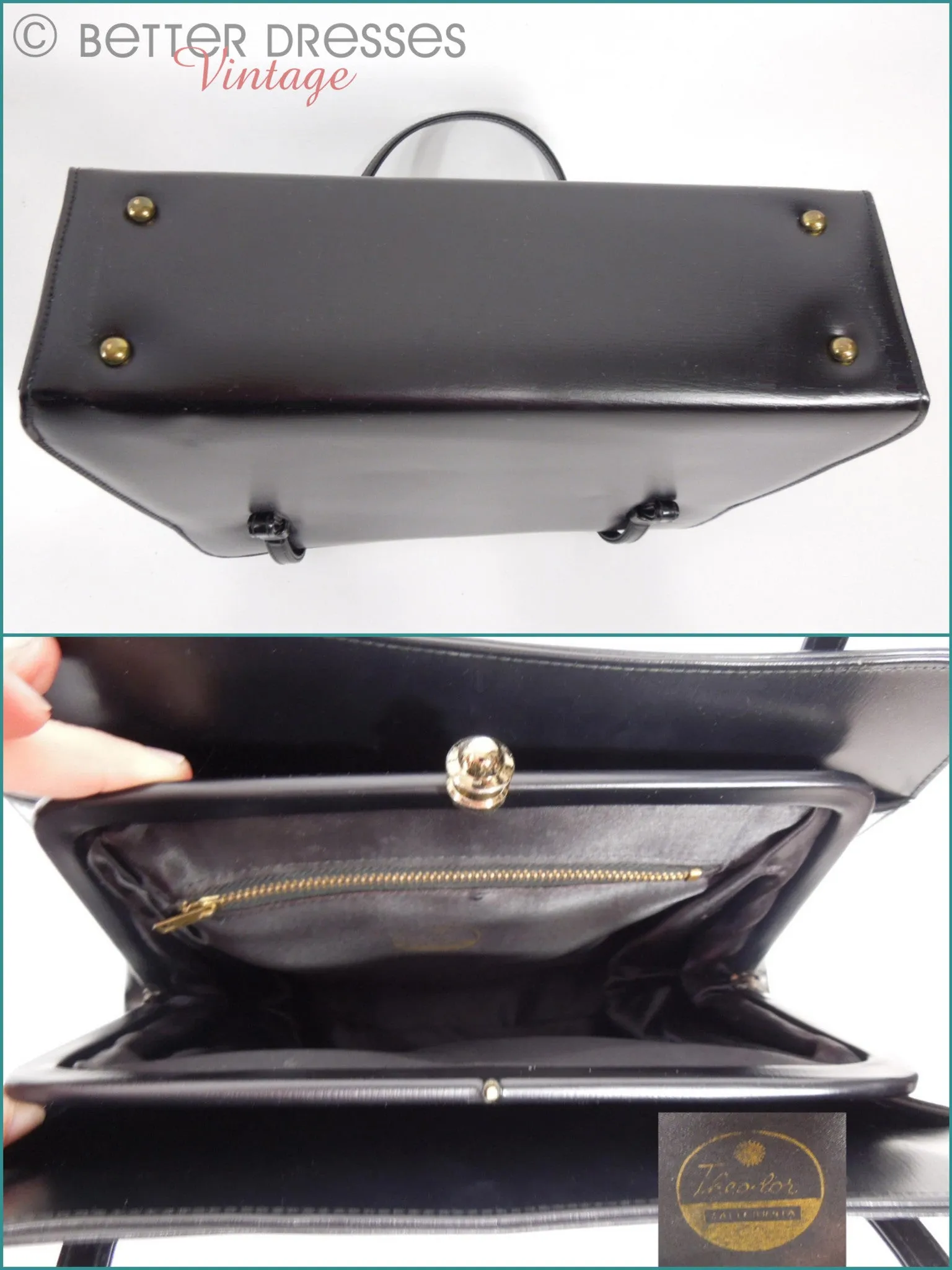 60s Black Vinyl Frame Purse