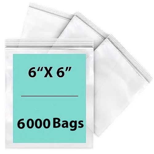 6X6 inches Reclosable Single Line Zipper Poly Bags 2 Mil (LDPE)