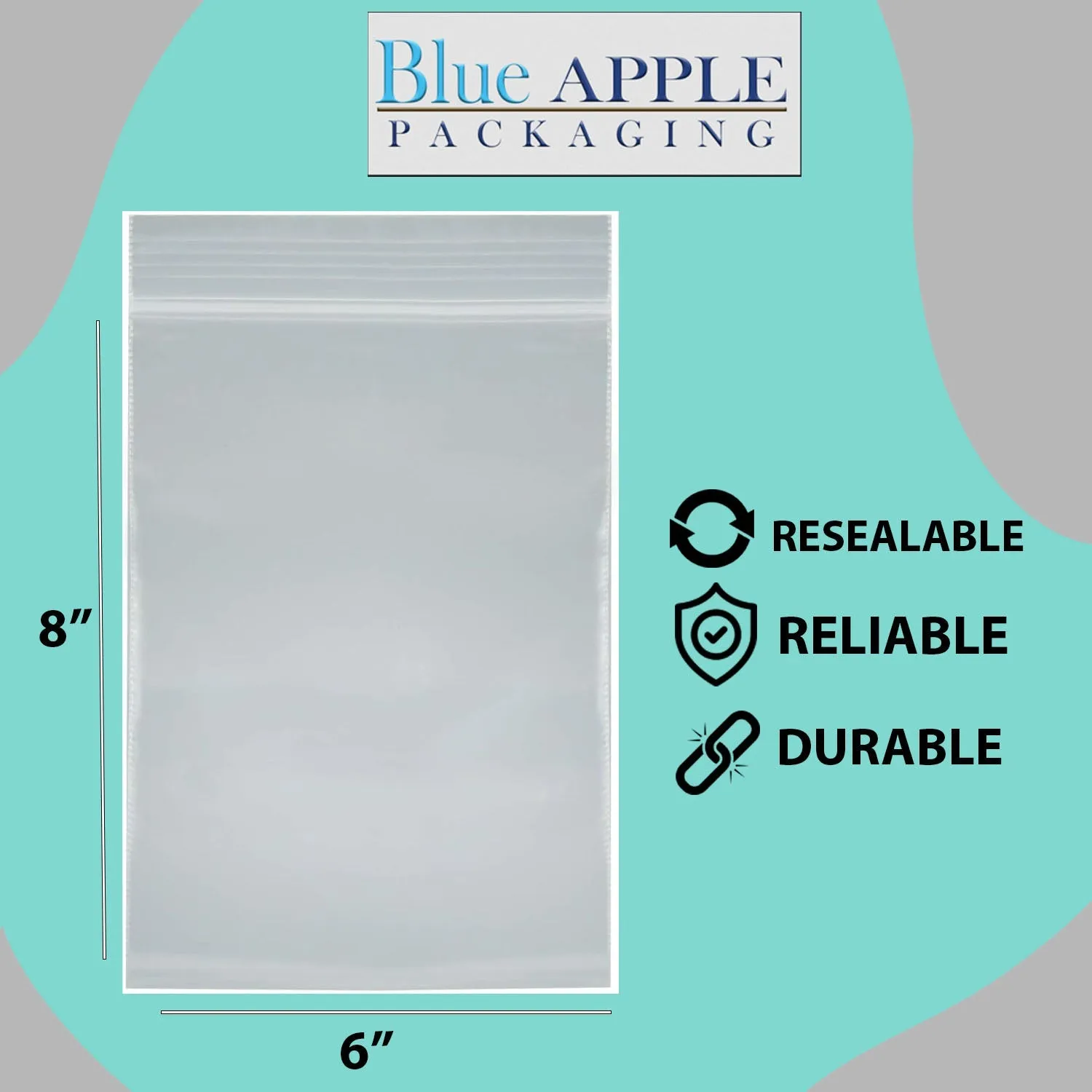 6X8 inches Reclosable Single Line Zipper Poly Bags 4 Mil (LDPE) Pint Freezer Size