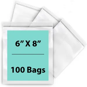 6X8 inches Reclosable Single Line Zipper Poly Bags 4 Mil (LDPE) Pint Freezer Size
