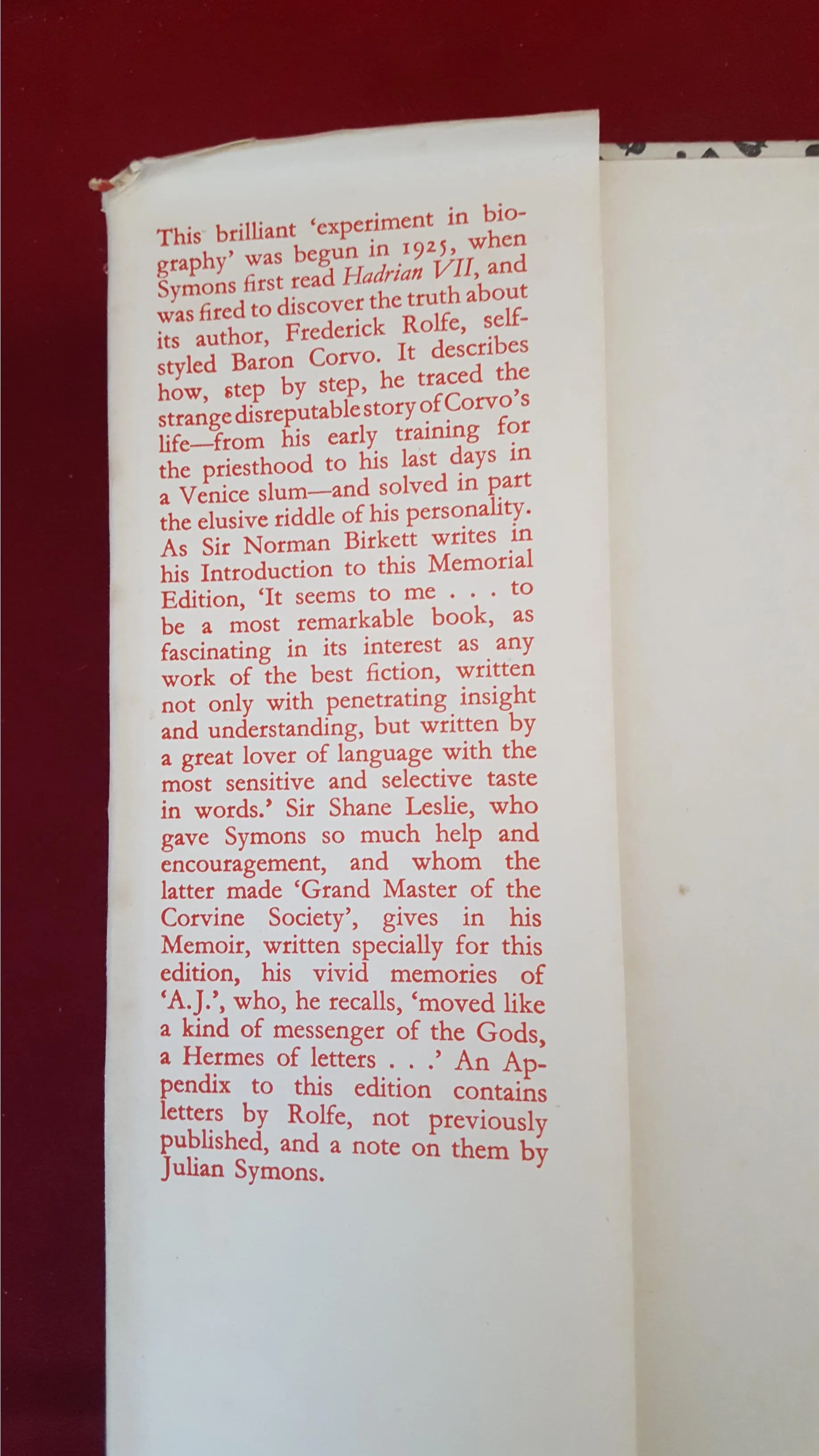 A J A Symons - The Quest for Corvo, The Folio Society, 1952
