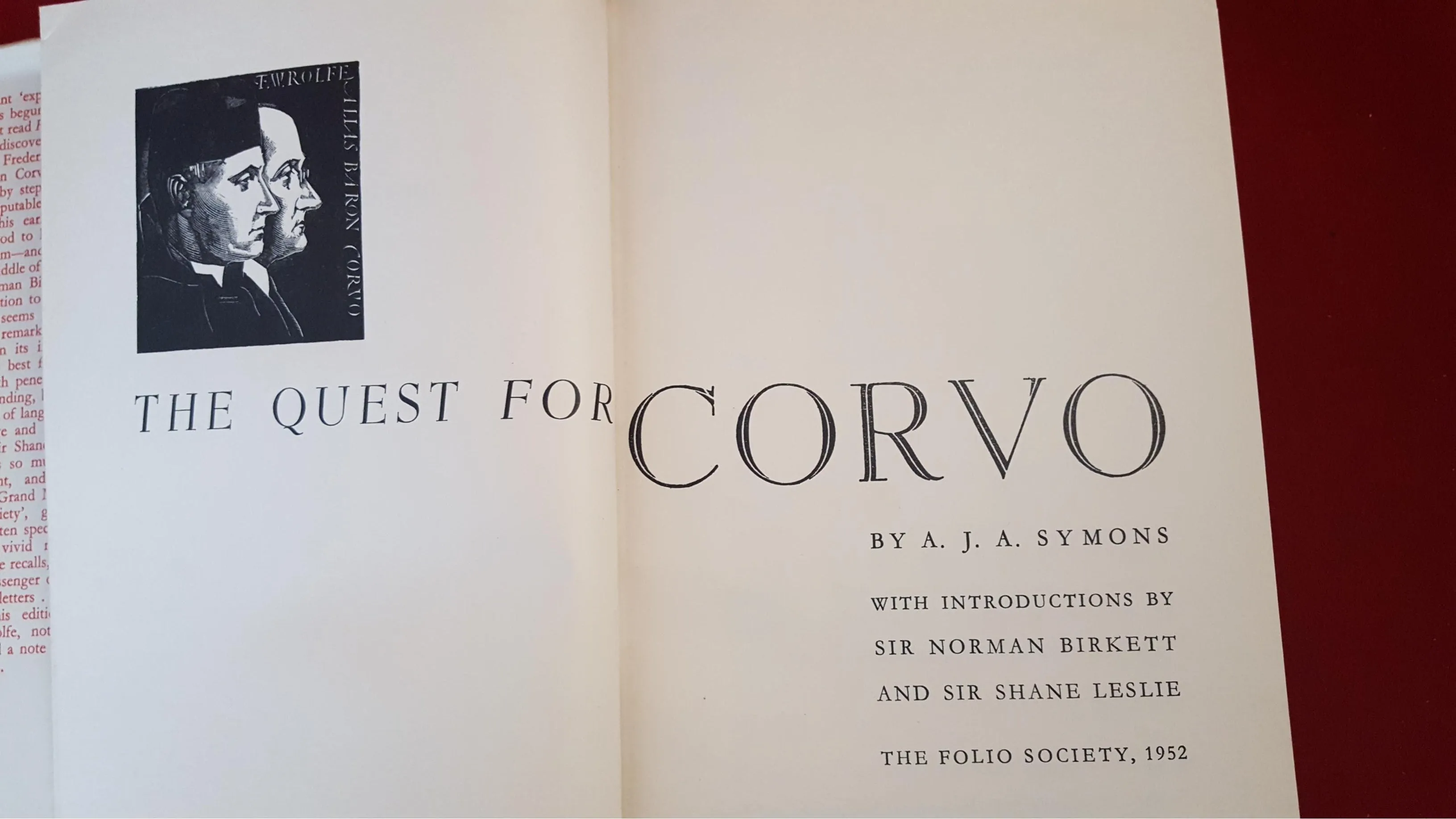A J A Symons - The Quest for Corvo, The Folio Society, 1952