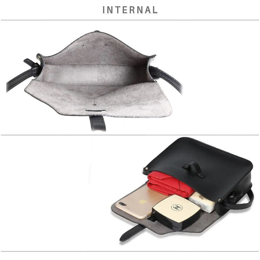 AG00660 - Black Flap Cross Body Shoulder Bag