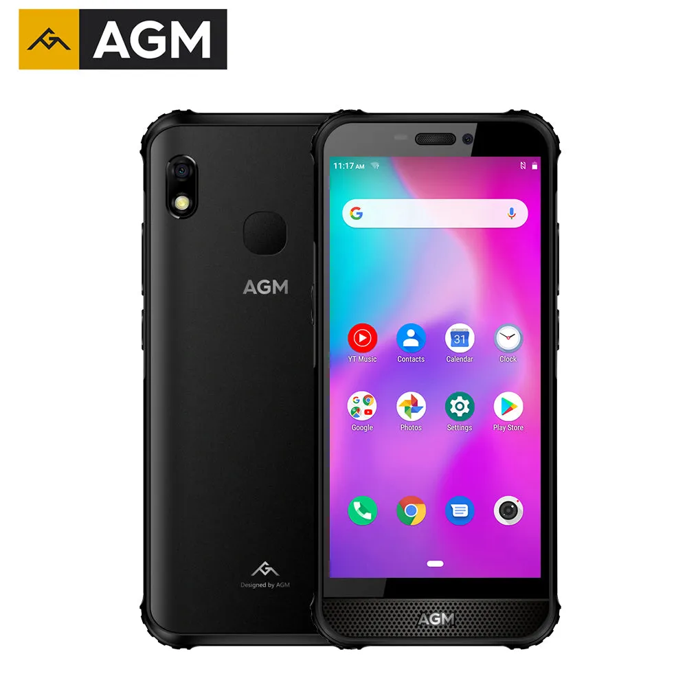 AGM A10 Front placed speaker 5.7"" HD  4G/6G  128G Android 9 Rugged Phone 4400mAh IP68 Waterproof Smartphone black_4GB 128GB-Russian version
