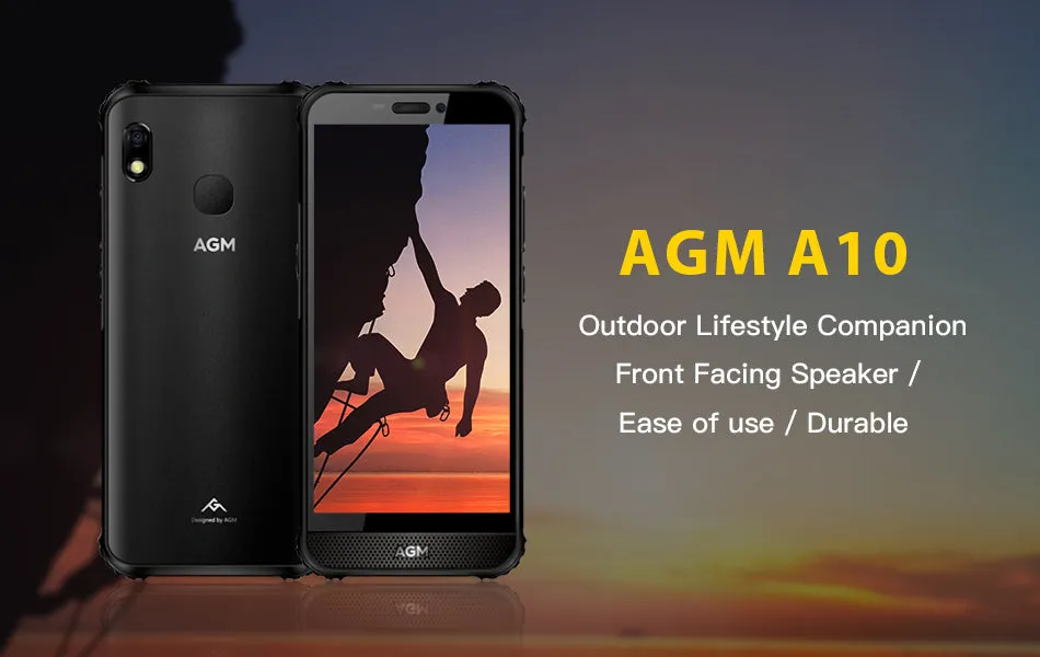 AGM A10 Front placed speaker 5.7"" HD  4G/6G  128G Android 9 Rugged Phone 4400mAh IP68 Waterproof Smartphone black_4GB 128GB-Russian version