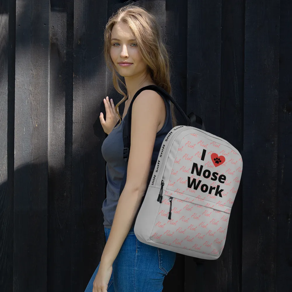 Allover Alert & I Heart Nose Work/ Scent Work Backpack-Grey