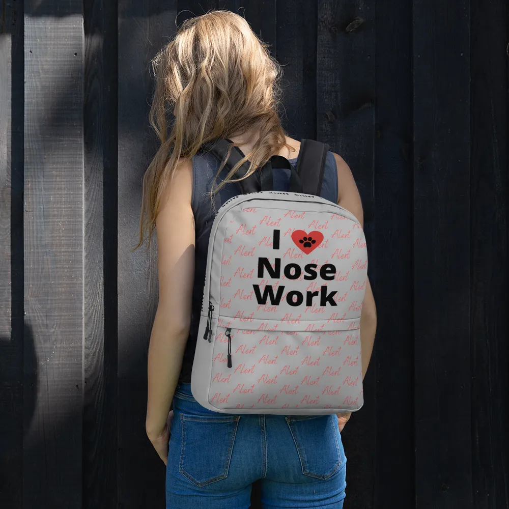 Allover Alert & I Heart Nose Work/ Scent Work Backpack-Grey
