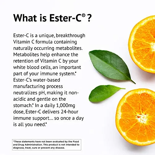 American Health Cápsulas Ester-C – Suave en el estómago, Vitamina C no ácida – 500 mg, 60 unidades (30 porciones)