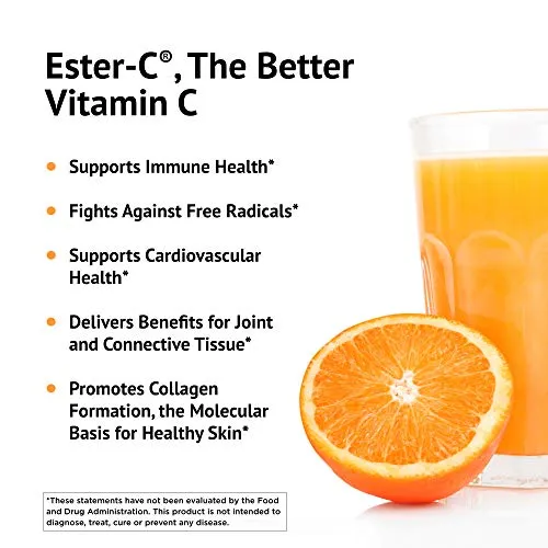 American Health Cápsulas Ester-C – Suave en el estómago, Vitamina C no ácida – 500 mg, 60 unidades (30 porciones)