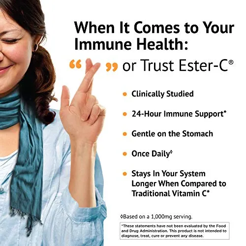 American Health Cápsulas Ester-C – Suave en el estómago, Vitamina C no ácida – 500 mg, 60 unidades (30 porciones)