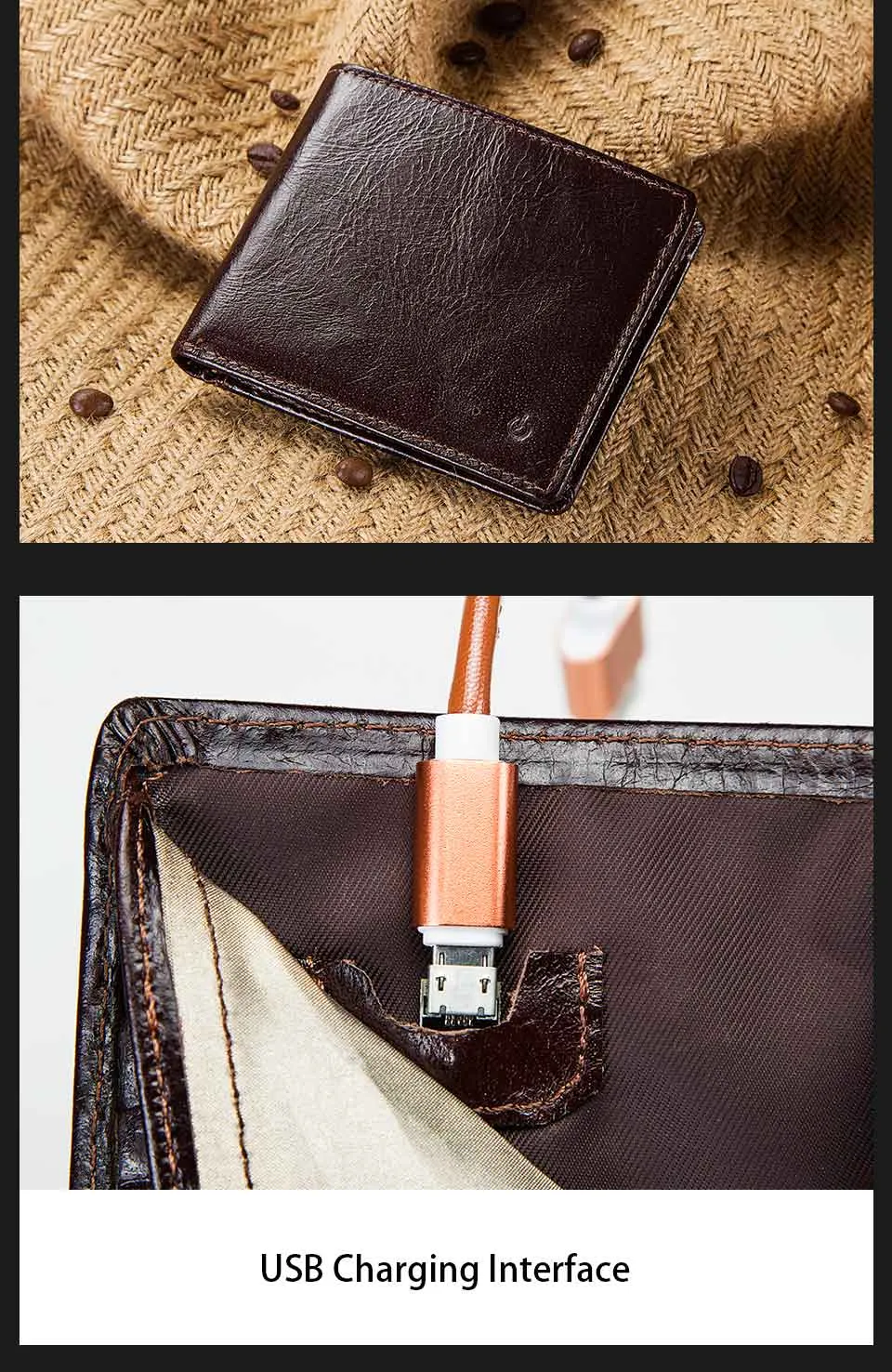 Anti-Lost/Theft Bluetooth Genuine  Leather Smart-Wallet