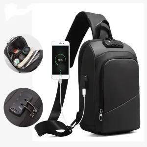 Anti-theft Lock Bag Men Shoulder USB Charging Short Trip Travel