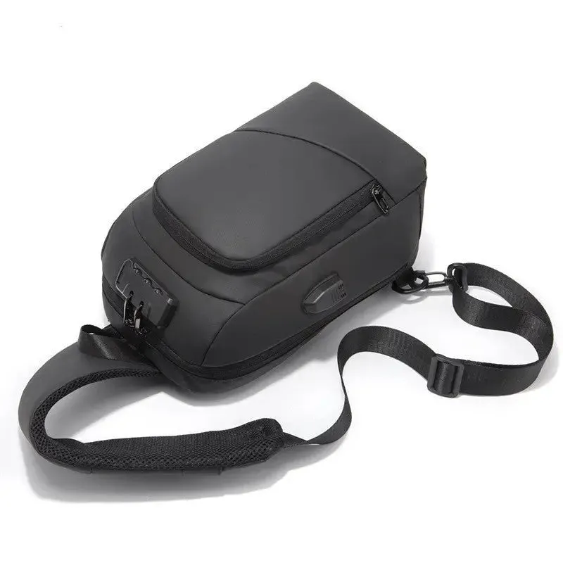 Anti-theft Lock Bag Men Shoulder USB Charging Short Trip Travel