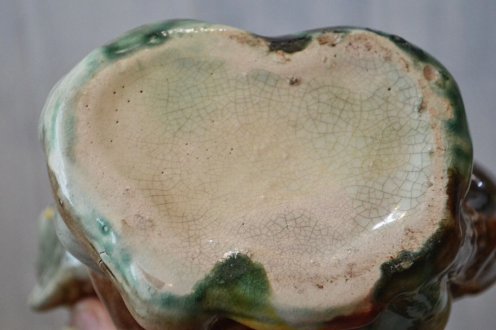 Antique English Majolica Monkey Pitcher Jug 19th C. Pink Interior