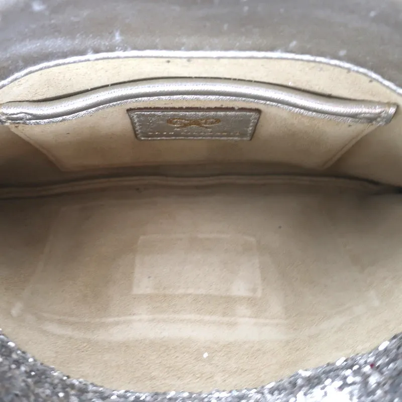 Anya Hindmarch Valorie Glitter Clutch Silver Small Evening Bag
