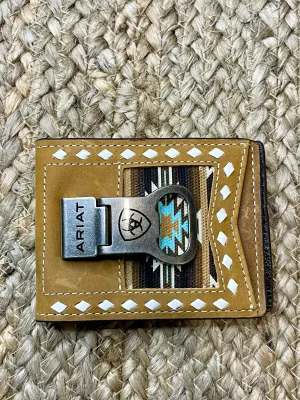 Ariat Brown Aztec Money Clip Wallet