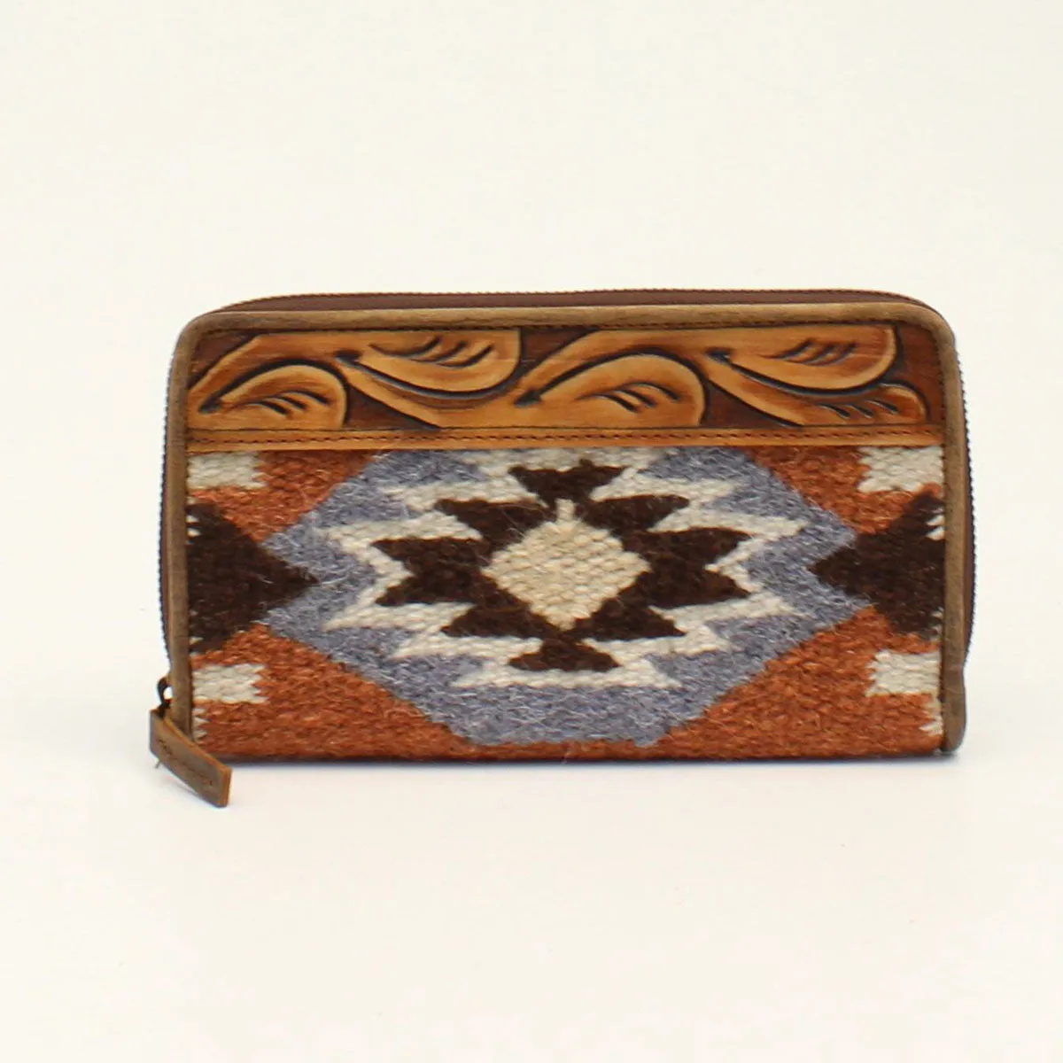 Ariat Southwestern Wool Blanket Wallet with Tooled Leather Accent