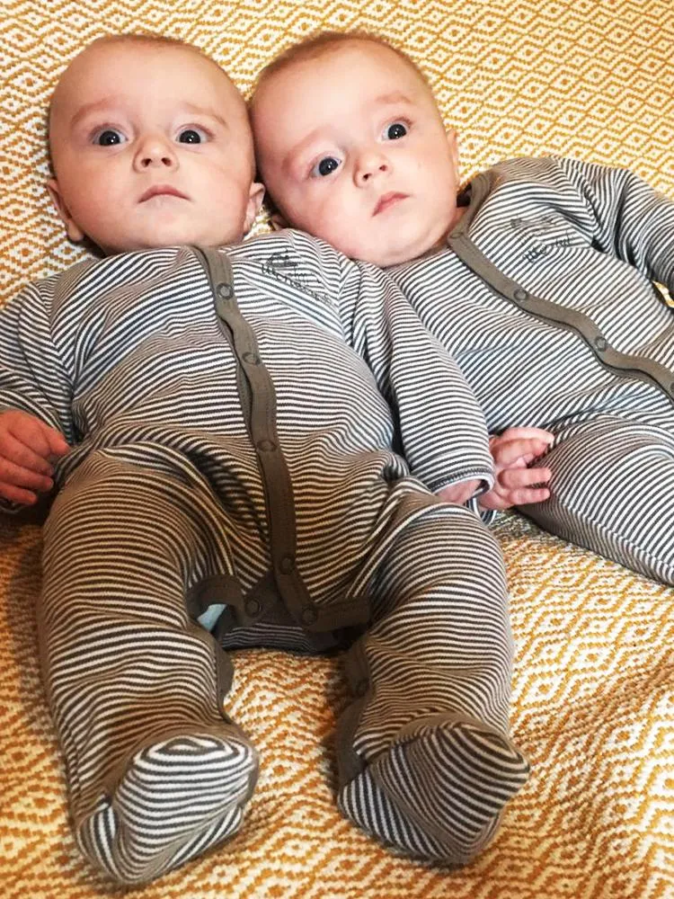 Artie - Grey & White Wonderful Striped Footed Baby Sleepsuit 3 to 18 months