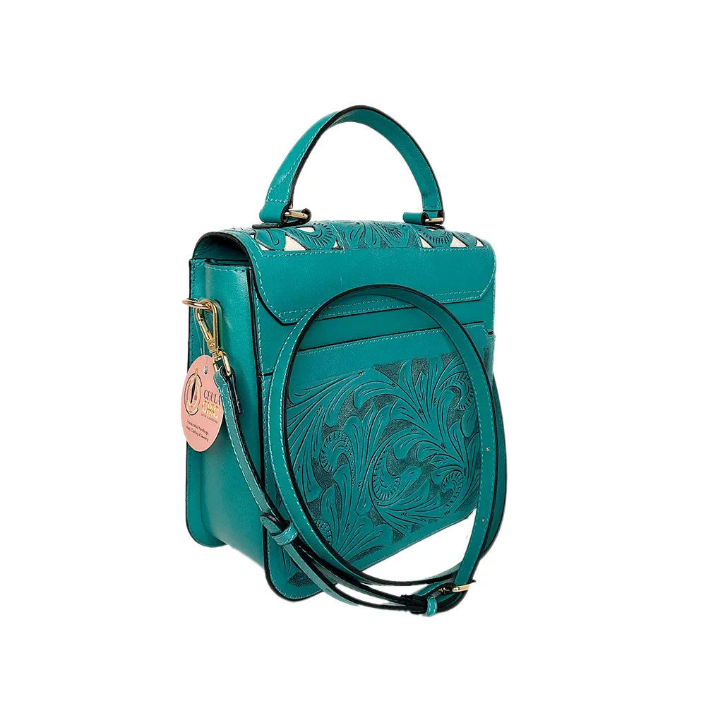 Artisan Teal Blue Rider Top Handle Bag