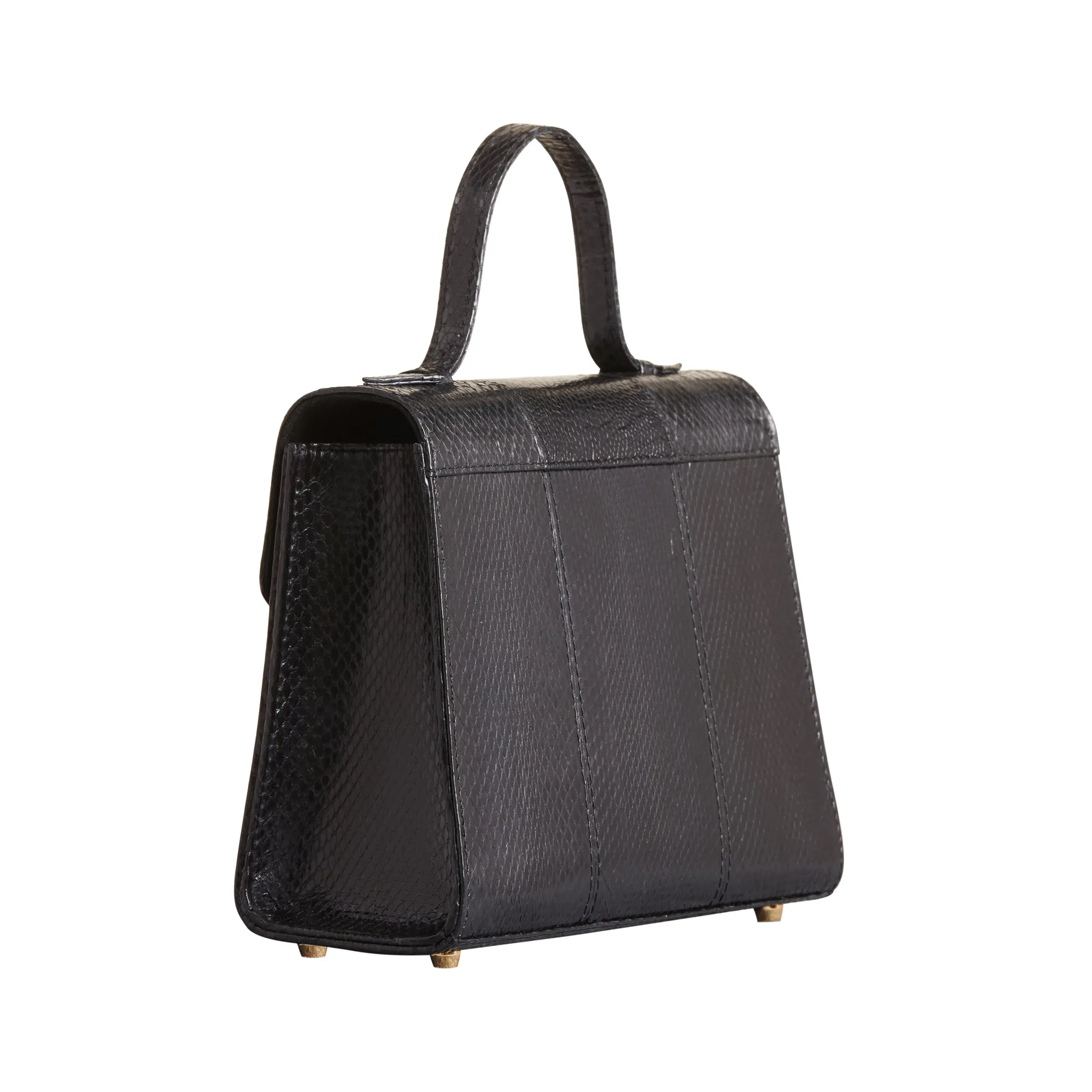 AVA SNAKESKIN & OSTRICH LEG TOP HANDLE BAG