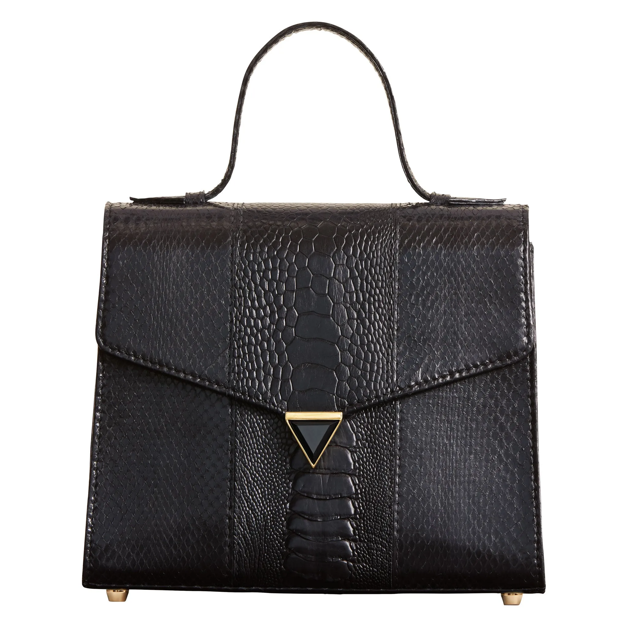 AVA SNAKESKIN & OSTRICH LEG TOP HANDLE BAG