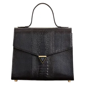 AVA SNAKESKIN & OSTRICH LEG TOP HANDLE BAG