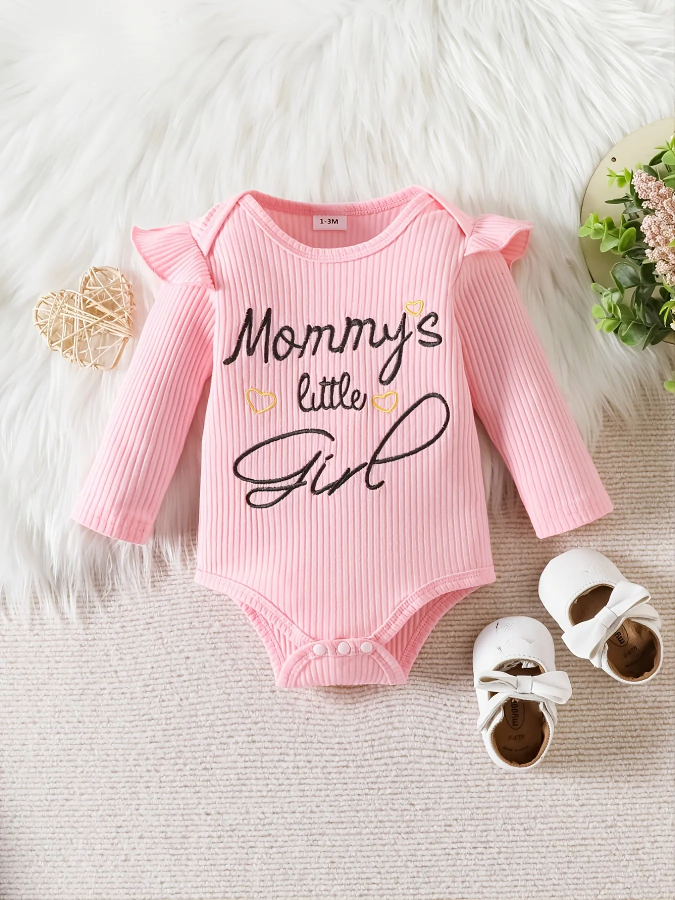 Baby Toddler Girls Cotton Long-Sleeve Bodysuits Romper   Heart Pattern Pants   Headband Outfit Sets Baby Clothes