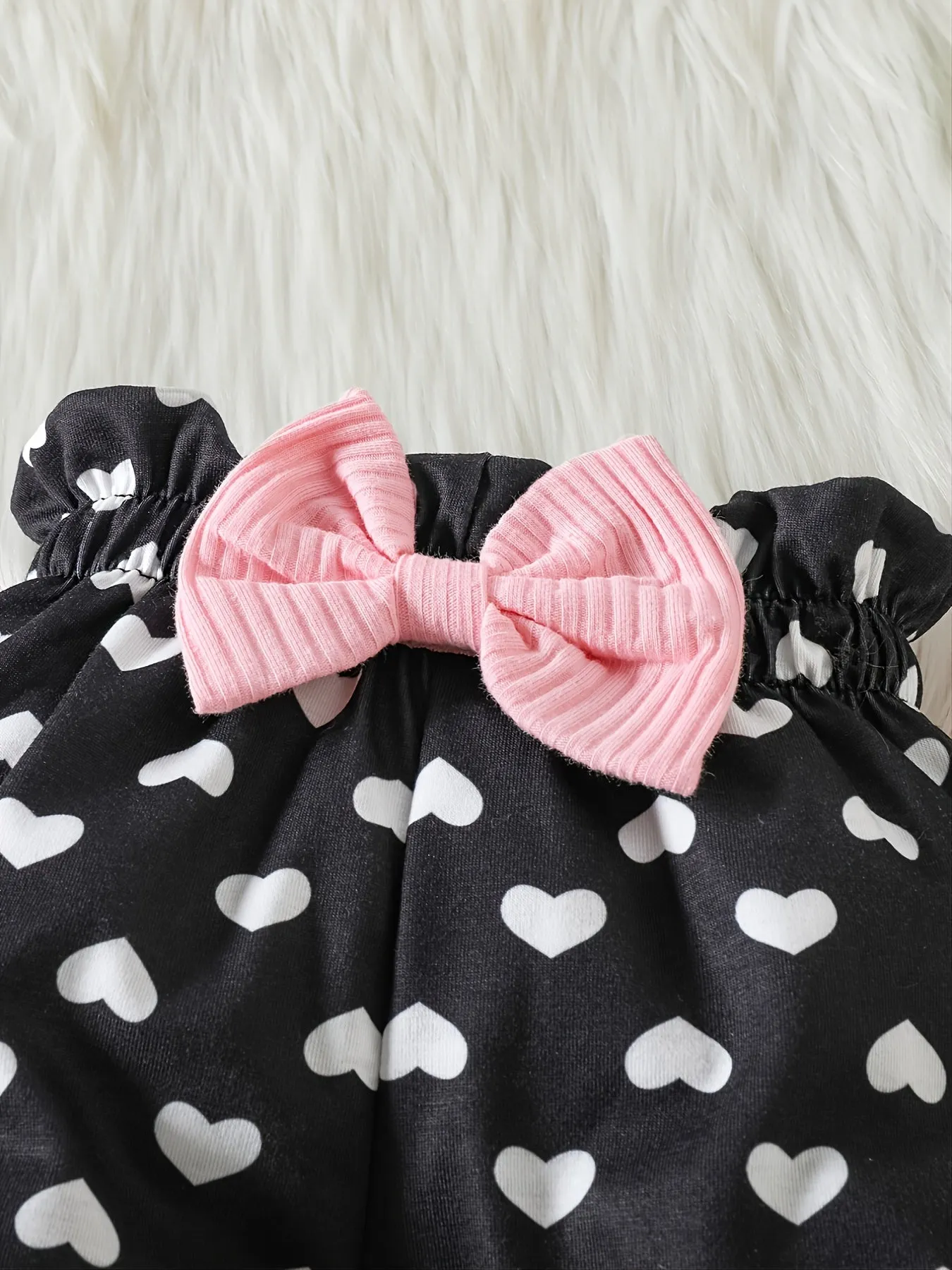 Baby Toddler Girls Cotton Long-Sleeve Bodysuits Romper   Heart Pattern Pants   Headband Outfit Sets Baby Clothes